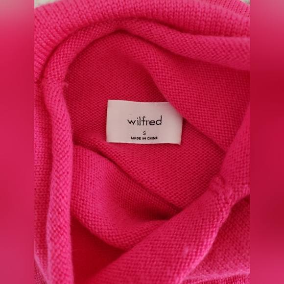 Wilfred cyprie mock neck merino wool sweater in vital pink sz S - Picture 3 of 10